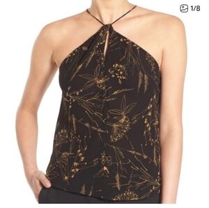 Elegant Black and Gold Floral Tank Top